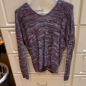Express Marled Purple V-Neck Sweater